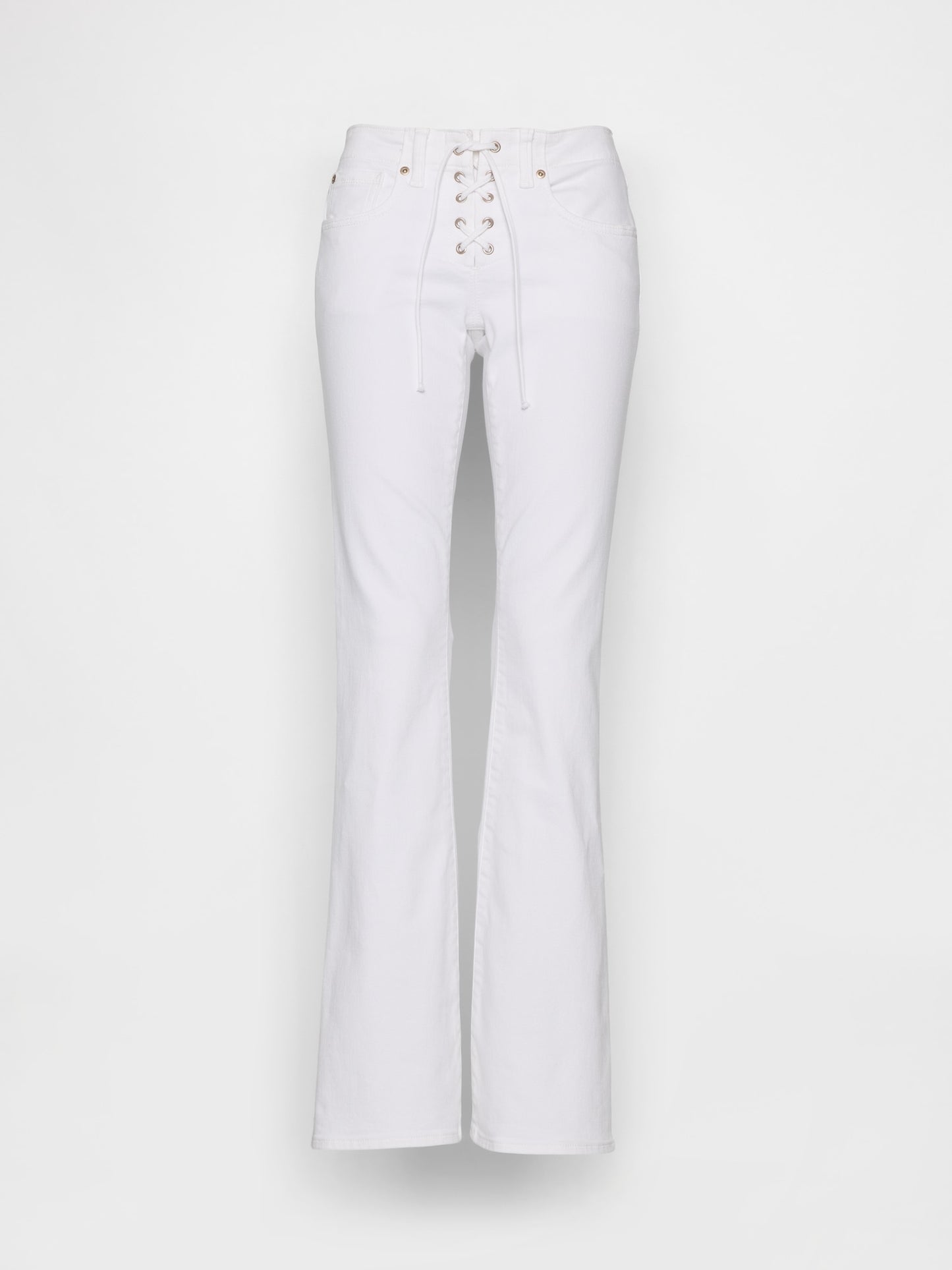 Beyaz Low Rise Long & Lean Lace-up Jean Pantolon