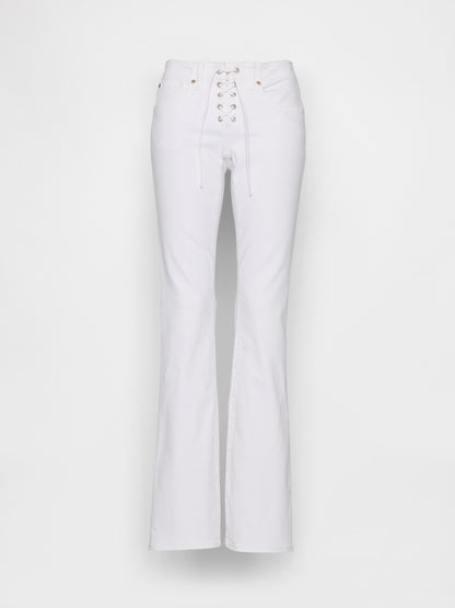 Beyaz Low Rise Long & Lean Lace-up Jean Pantolon