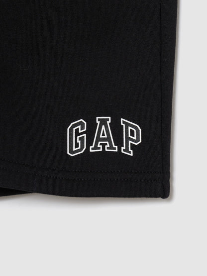 Siyah Relaxed Logo Fransız Havlu Kumaş Pull-on Şort