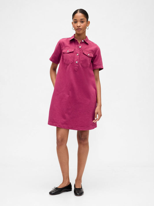 Pembe Denim Mini Elbise