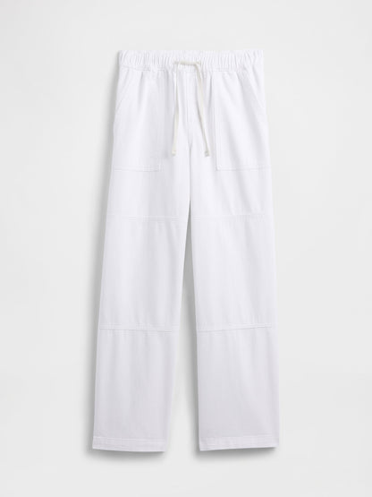 Beyaz Pull-on Wide Leg Jean Pantolon