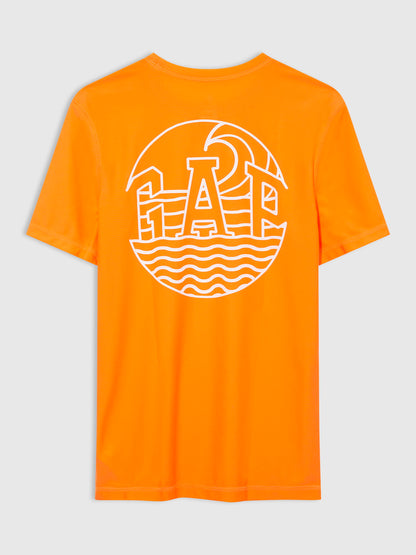 Turuncu Grafik Baskılı Mayo T-shirt