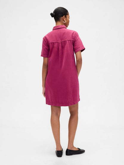 Pembe Denim Mini Elbise