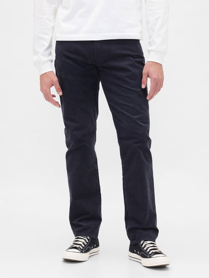 Koyu Mavi Corduroy Straight Pantolon