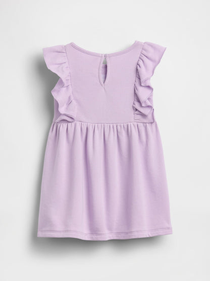 Lila Fransız Havlu Kumaş Ruffle Logo Elbise