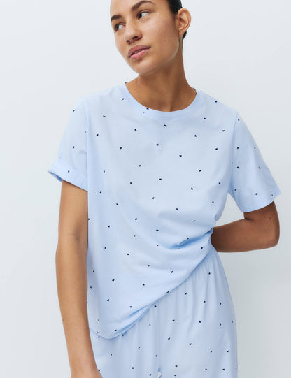 Saf Pamuklu Baskılı Pijama Takımı