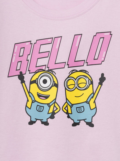 Açık Pembe Minyonlar Grafik Baskılı T-shirt