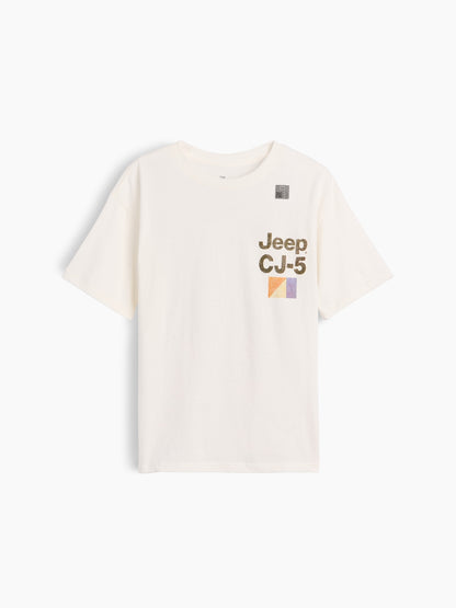 Beyaz Relaxed Grafik Baskılı T-shirt