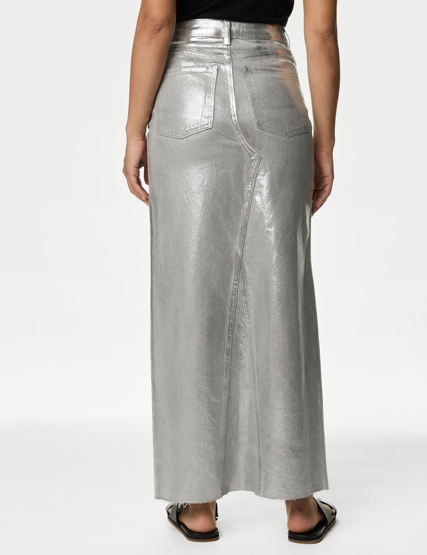 Denim Metalik Maxi Etek
