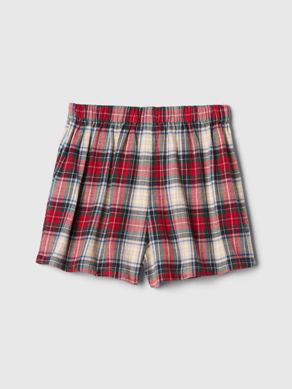 Kırmızı Ekose Desenli Flannel Şort Etek