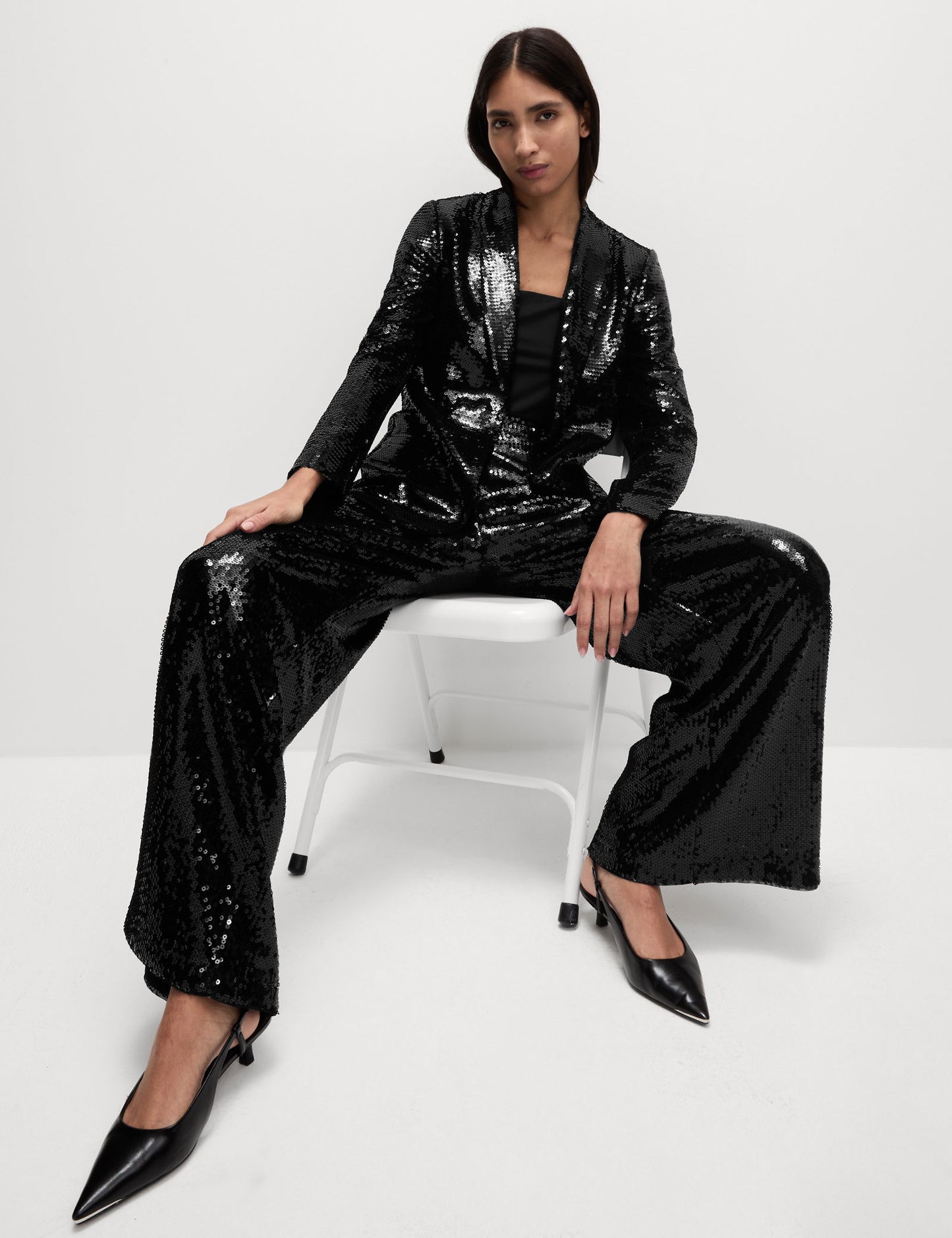 Payetli Wide Leg Pantolon