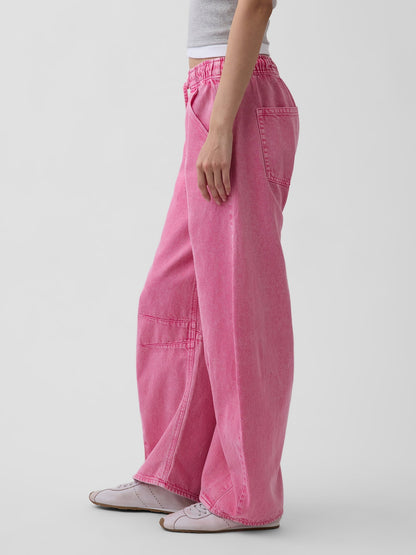 Pembe Mid Rise Ultrasoft Kolay Horseshoe Jean Pantolon