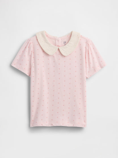 Açık Pembe Puff Sleeve Yaka T-shirt