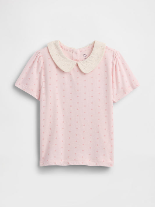 Açık Pembe Puff Sleeve Yaka T-shirt