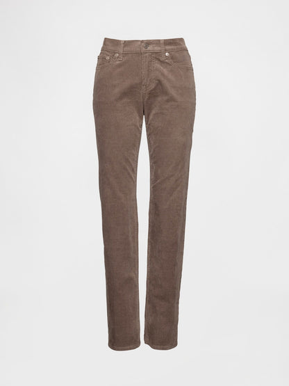 Açık Kahverengi Low Rise Kadife '90s Slim Pantolon