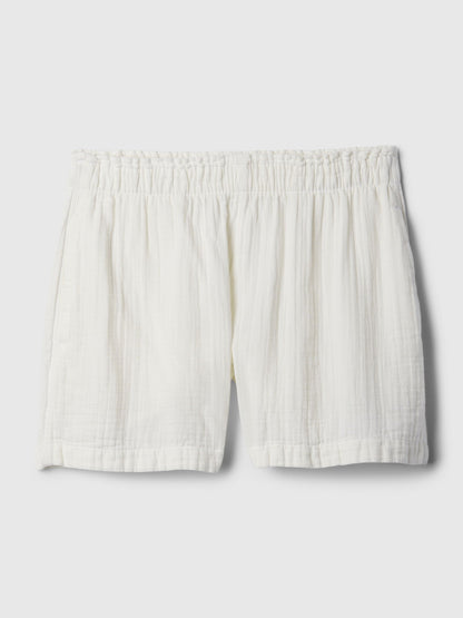 Kırık Beyaz Crinkle Gauze Pull-on Şort