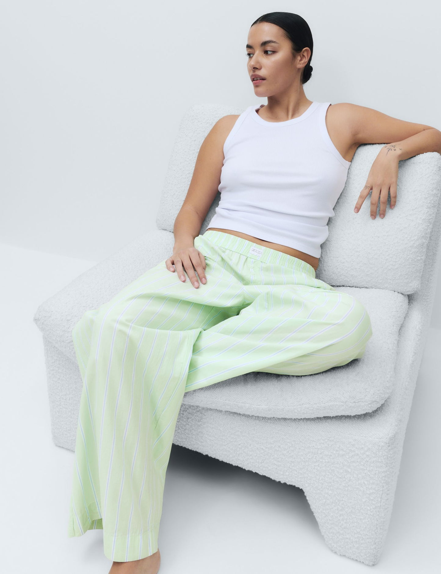 Çizgili Geniş Paça Pijama Altı