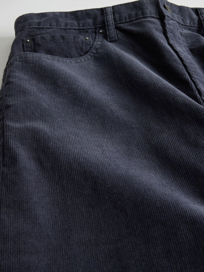 Koyu Mavi Corduroy Straight Pantolon
