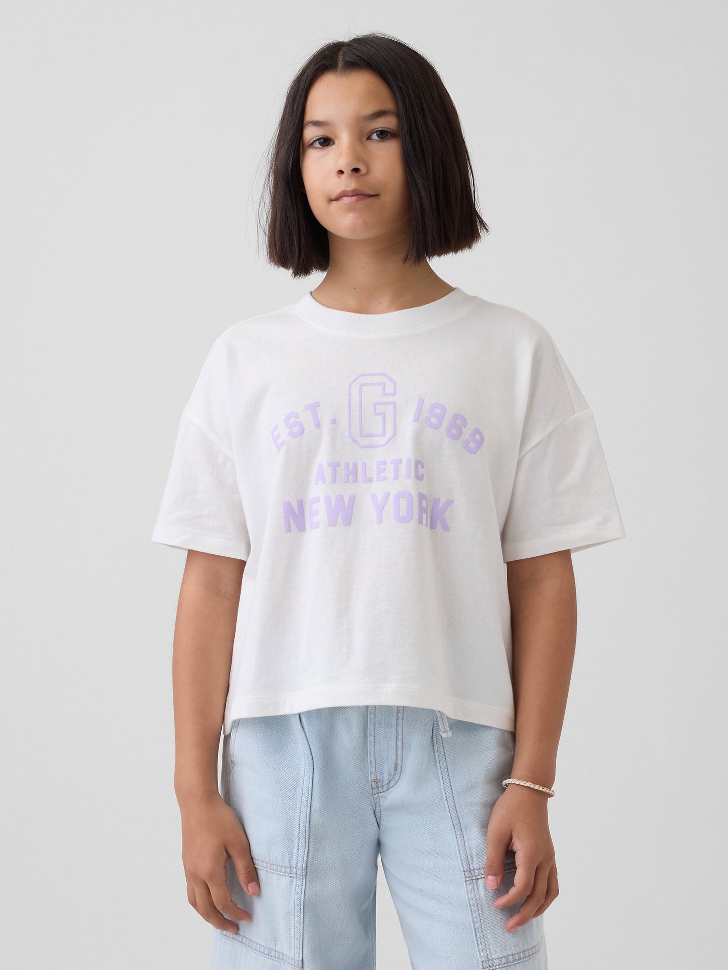 Beyaz Oversized Crop Logo T-shirt