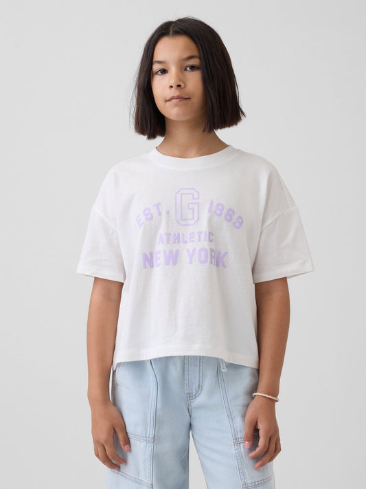 Beyaz Oversized Crop Logo T-shirt