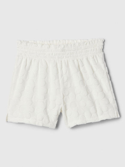 Kırık Beyaz Fırfırlı Havlu Kumaş Pull-on Şort