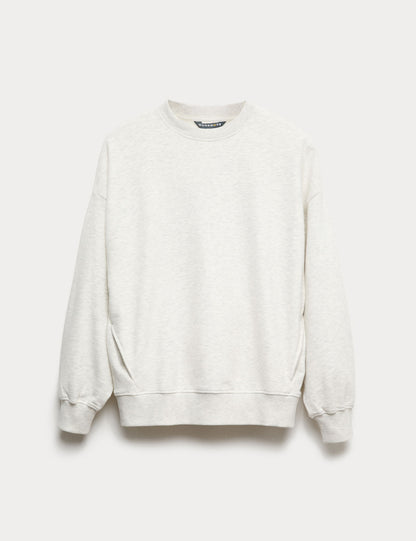 Goodmove Pamuk Karışımlı Yuvarlak Yaka Oversize Sweatshirt