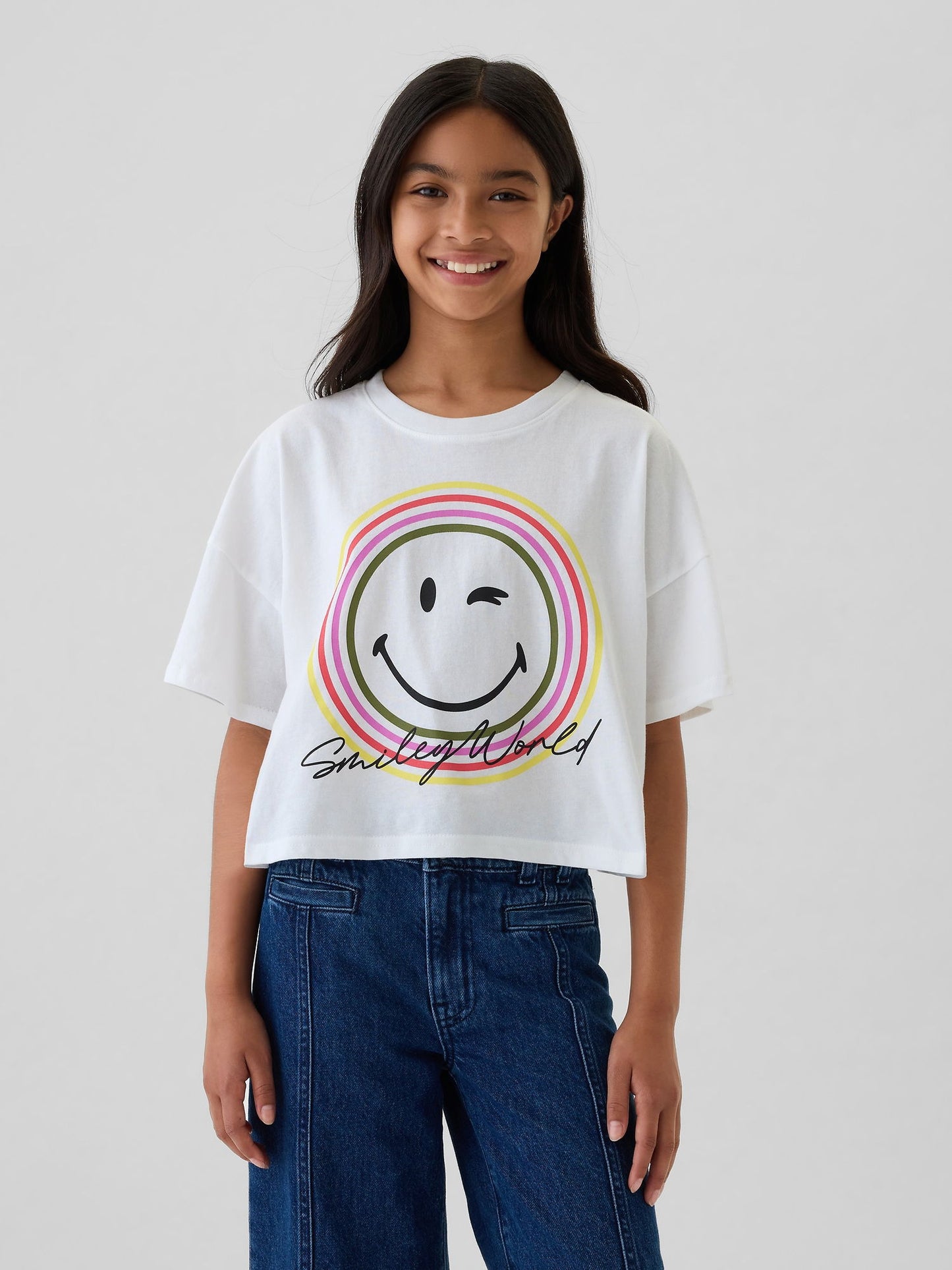 Kırık Beyaz Grafikli Boxy T-shirt