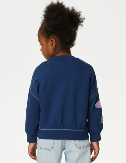 Unicorn Desenli Yuvarlak Yaka Sweatshirt (2-7 Yaş)