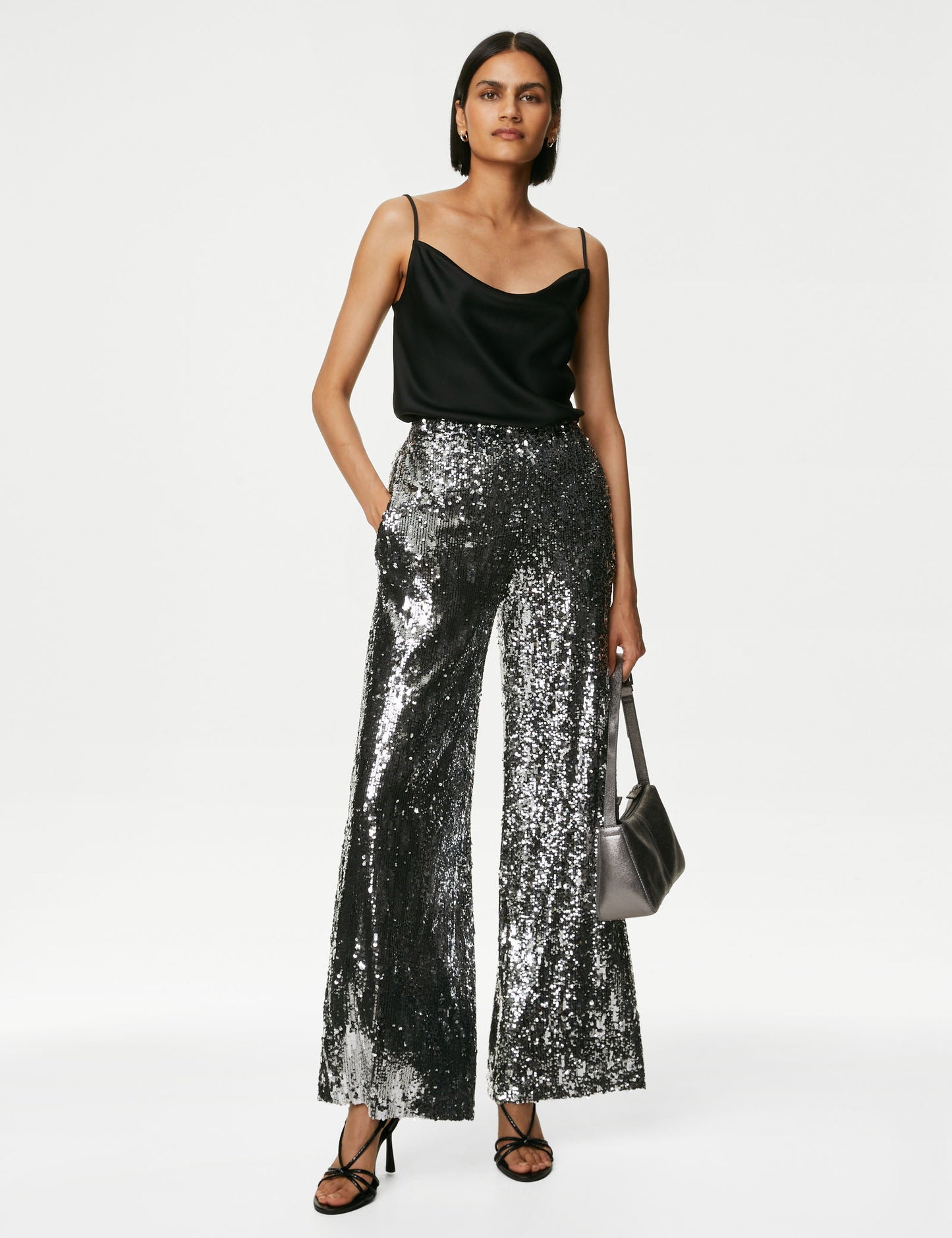 Payetli Wide Leg Pantolon