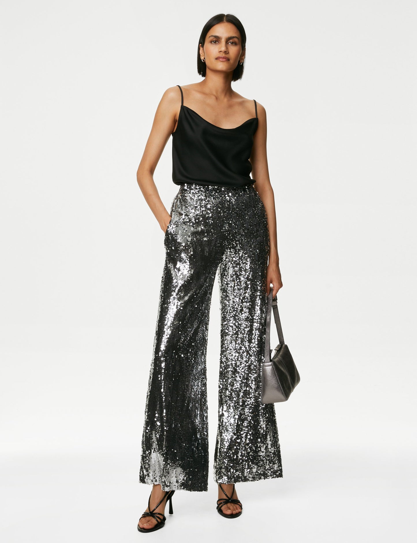 Payetli Wide Leg Pantolon