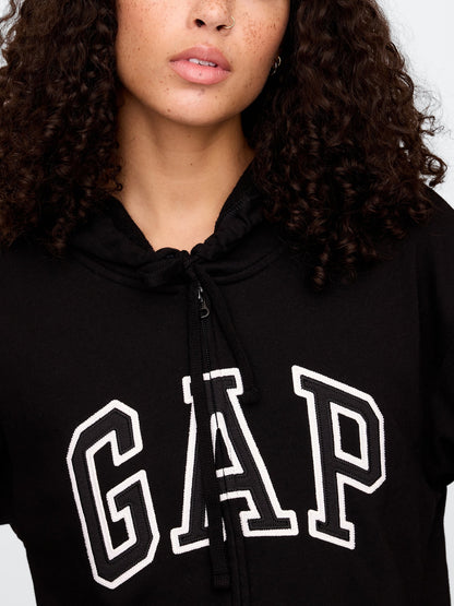 Siyah Gap Logo Relaxed Fermuarlı Sweatshirt