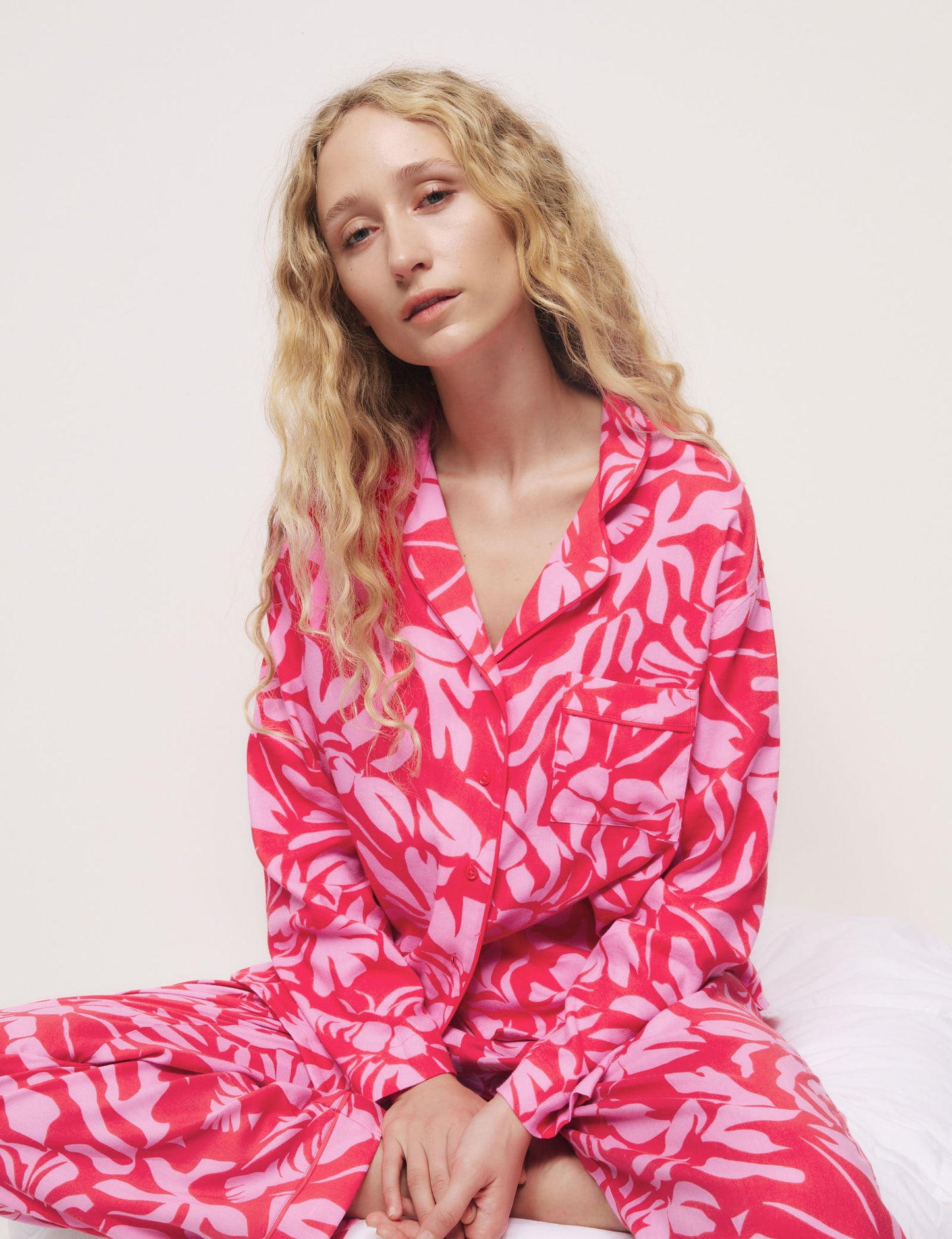 Regular Fit Desenli Uzun Kollu Pijama Üstü