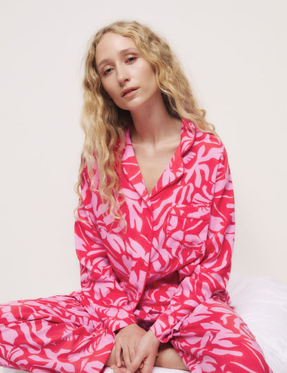 Regular Fit Desenli Uzun Kollu Pijama Üstü