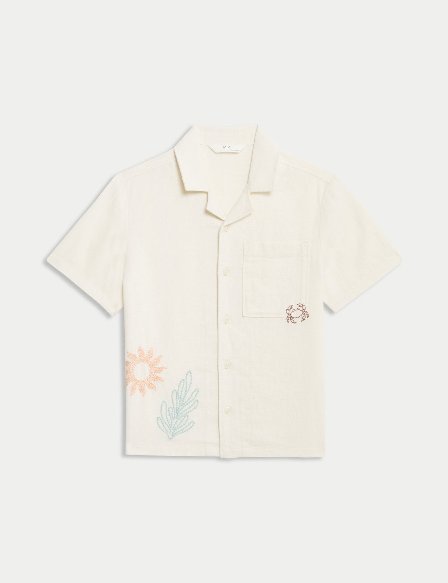 Keten Karışımlı Işlemeli Gömlek (2-8 Yaş)