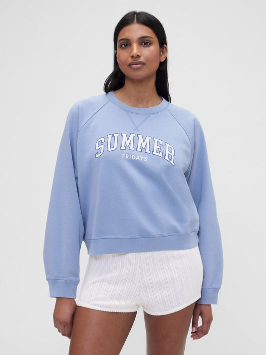 Açık Mavi Gap × Summer Fridays Oversized Raglan Logo Sweatshirt