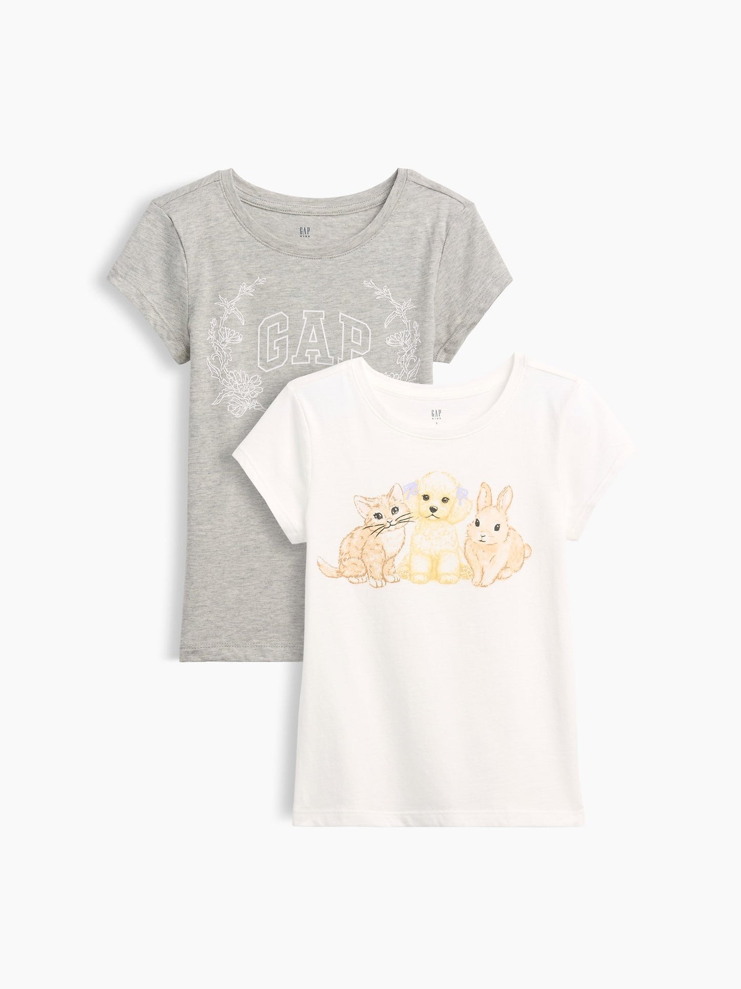 Açık Gri Grafik Baskılı T-shirt (2’li)