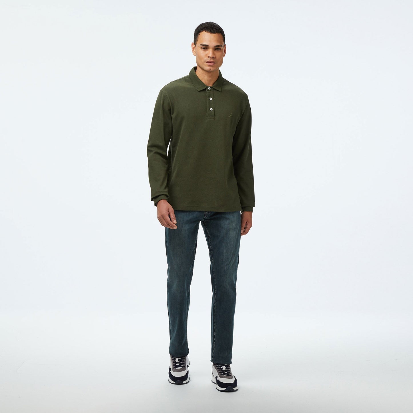 Nautica Erkek Yeşil Classic Fit Uzun Kollu Polo Yaka T-shirt