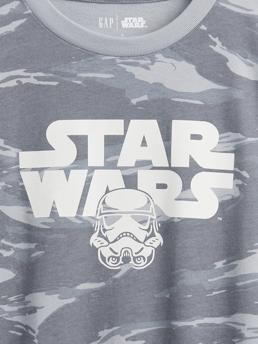 Gri Star Wars Relaxed Grafik Baskılı T-shirt