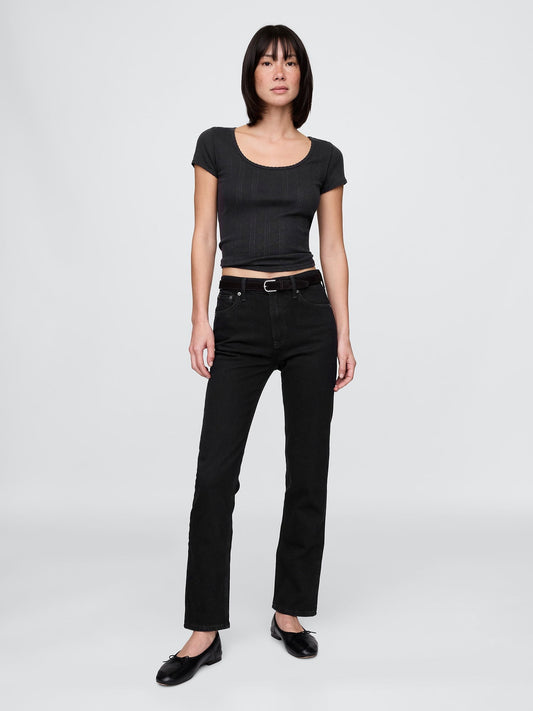 Siyah High Rise '90s Straight Jean Pantolon