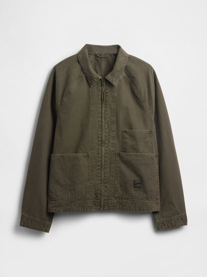 Haki Canvas Denim Chore Ceket
