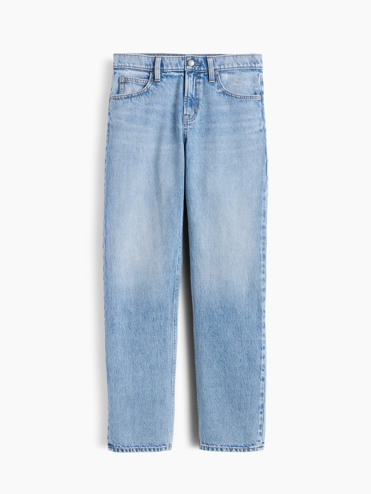 Açık Mavi Mid Rise Straight Taper Jean Pantolon