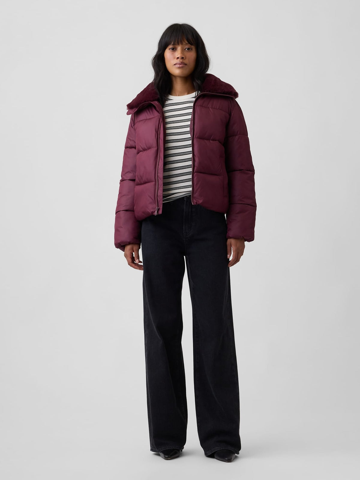 Kahverengi Relaxed Quilted Puffer Şişme Ceket
