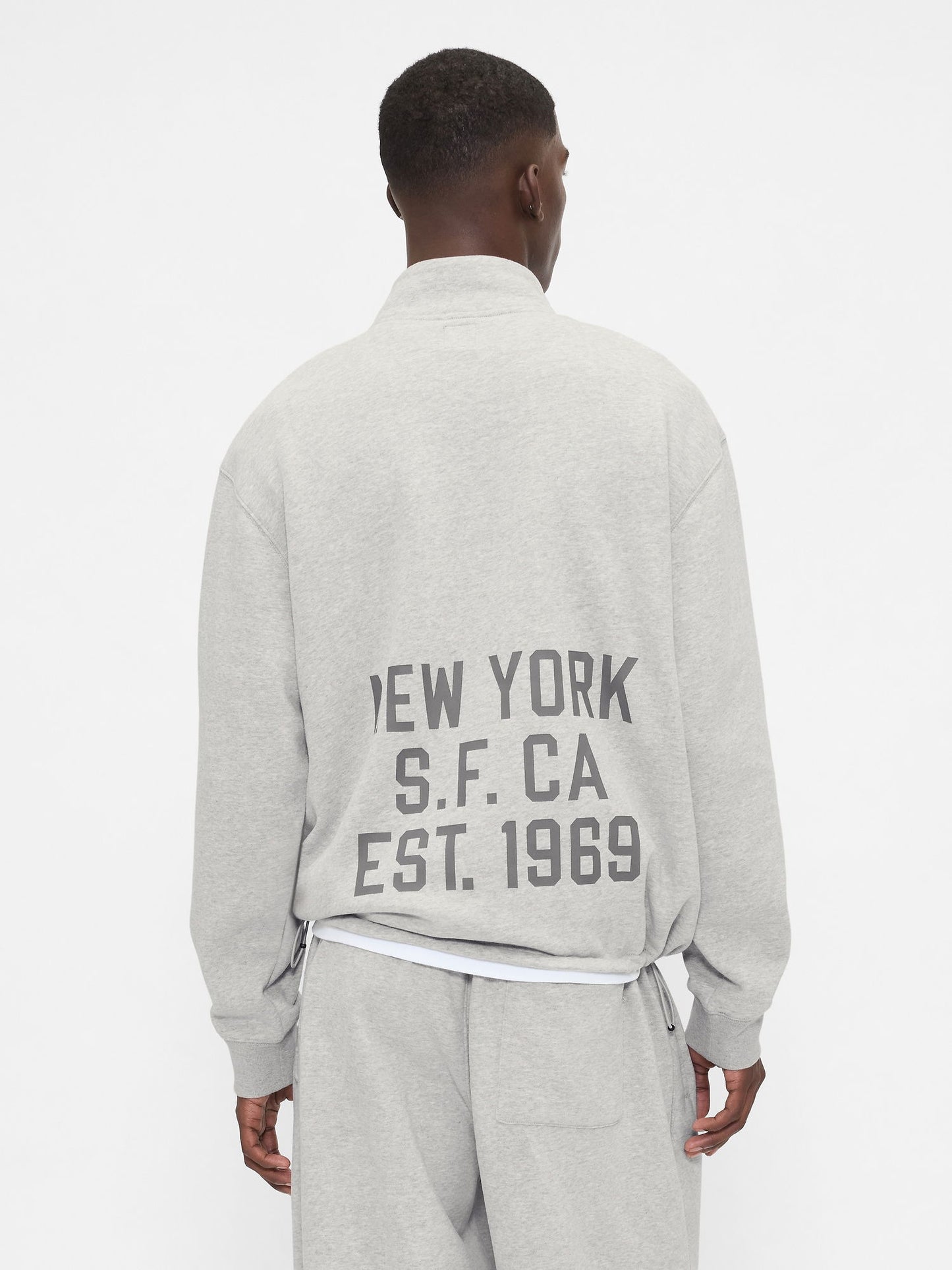 Gri Vintagesoft Oversized Gap Logo Yarım Fermuarlı Sweatshirt