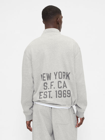 Gri Vintagesoft Oversized Gap Logo Yarım Fermuarlı Sweatshirt