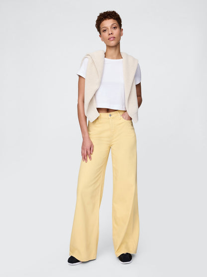 Sarı Mid Rise Ultrasoft Baggy Jean Pantolon
