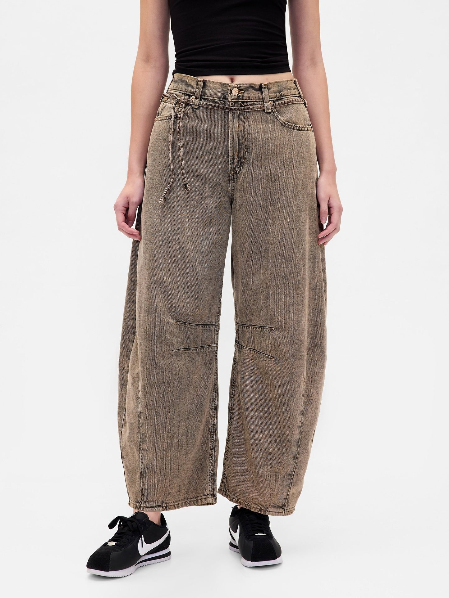 Kahverengi High Rise Ultrasoft Horseshoe Jean Pantolon