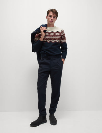 Fair Isle Desenli Yuvarlak Yaka Kazak
