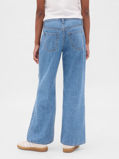 Açık Mavi Low Rise Stride Wide-leg Jean Pantolon