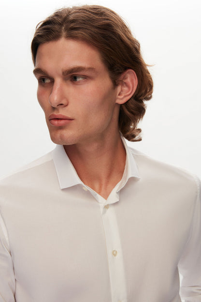 Tween Slim Fit Beyaz Düz Travel Gömlek