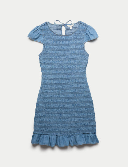Pamuklu Denim Mini Elbise